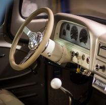 Restored beige steering wheel and interior